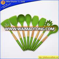 8pcs food-grade silicone kitchen utensils set with beech wood handle