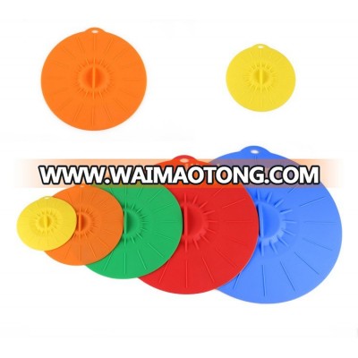 Set of 5 Food Grade Airtight Reusable Flexible Suction custom Silicone Lid