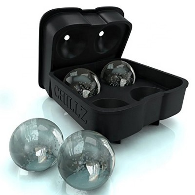 Round Ice Ball Maker Mold - Black Flexible Silicone Ice Tray - Molds 4 X 4.5cm