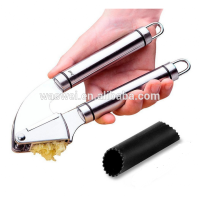 Stainless Steel Garlic Presser Kitchen Garlic Mincer and Peeler Set