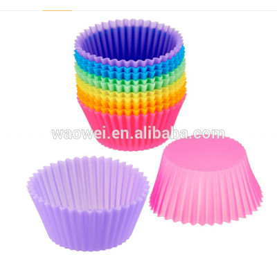 6 Pcs Multi-color Silicone Cake muffin Cupcake Mold Round Shape Baking Mould