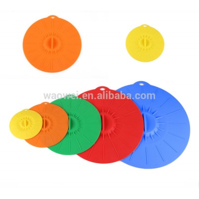 Set of 5 Food Grade Airtight Reusable Flexible Suction custom Silicone Lid