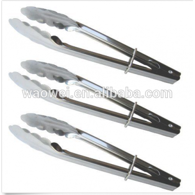 Stainless Steel Design Clam Shell Food Service Tongs with Sliding Rings